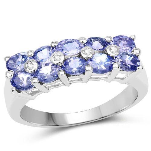 1.76 Carat Genuine Tanzanite and White Sapphire .925 Sterling Silver