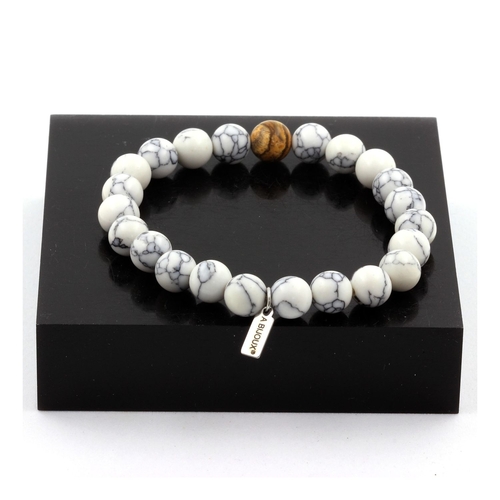 Howlite + Landscape Jasper Bracelet 8 mm Beads.