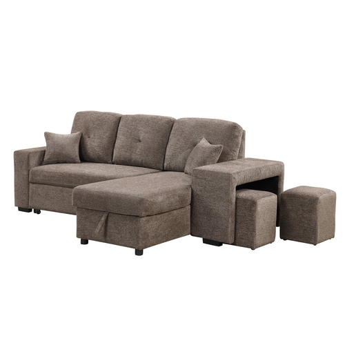 Reversible Sleeper Sectional Sofa Bed with Side Shelf and 2