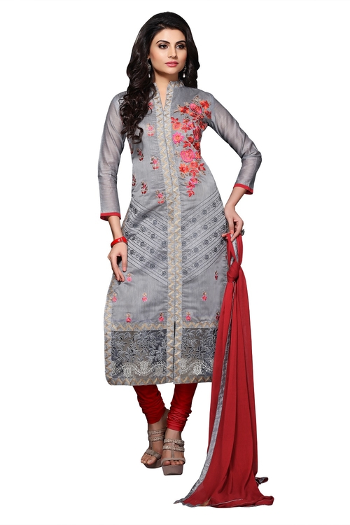 Women's Cotton Unstitched Embroidered Salwar suit