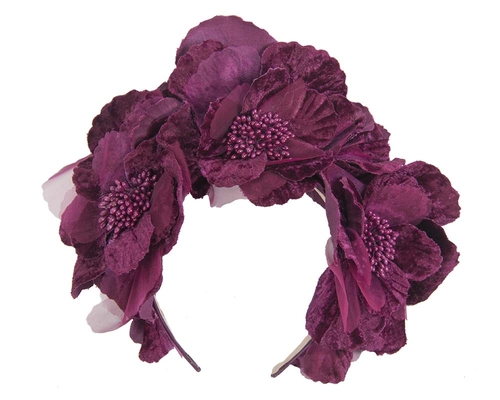 Wine flower halo fascinator