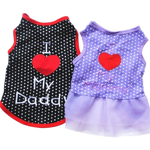 I love my Daddy Mommy Dog Vest Summer Dog Clothes