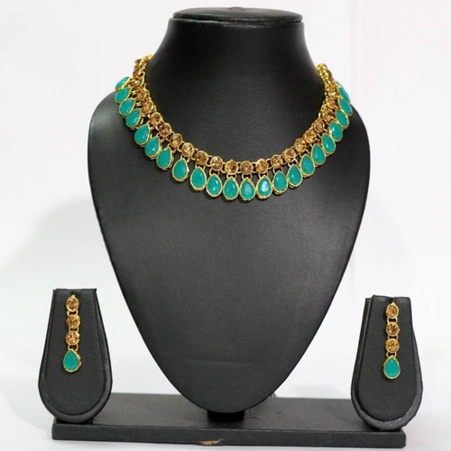 Metal Gold-plated Green Jewel Set (Color-GREEN)