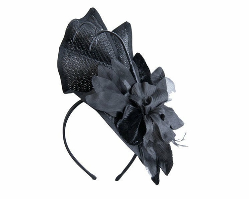 Bespoke black fascinator with flower