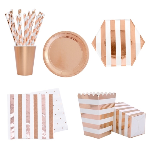 Rose Gold Party Disposable Tableware Set Party