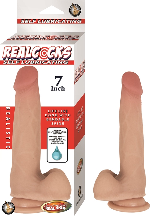 Realcocks Self Lubricating Dong - 7 Inch - Flesh