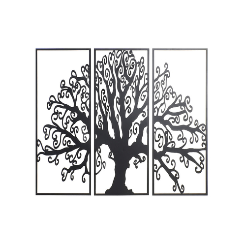 Wall Decoration DKD Home Decor 3 Pieces Black Tree Metal (105 x 1,3 x