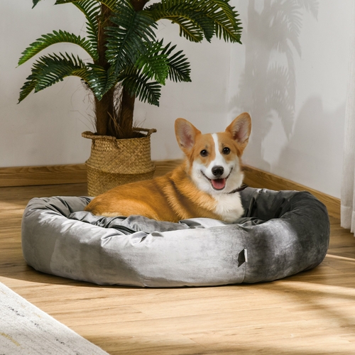 PawHut Pet Bed, Soft Velvet Lounge Sleeper, Machine Washable Cushion,