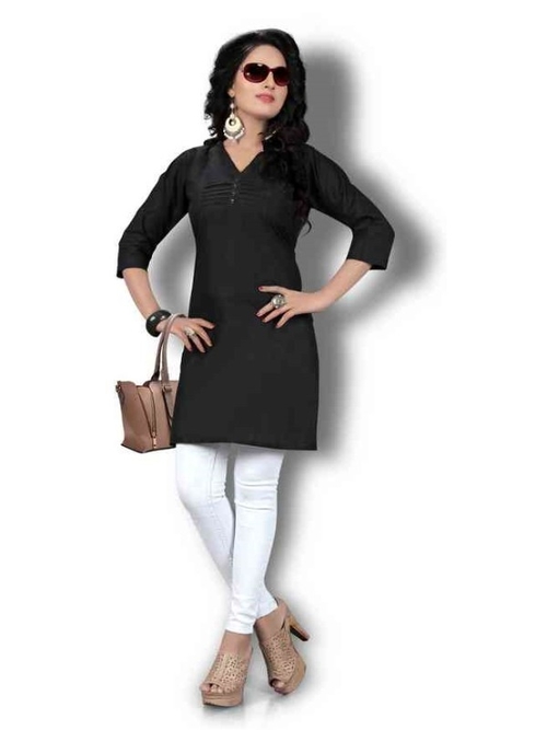 Women’s Black Solid Thigh Length Kurta