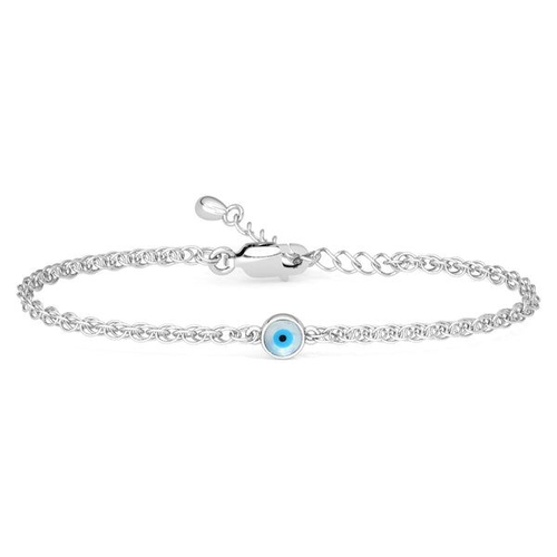 Silver Evil Eye Chain Bracelet Adjustable