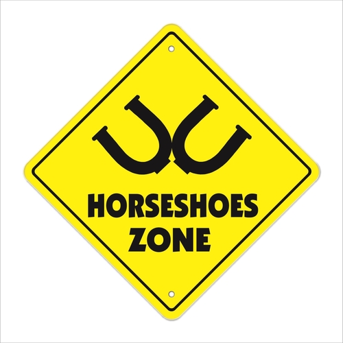 SignMission X-14-Horsehshoes 14 x 14 in. Zone Xing Crossing Sign - Hor