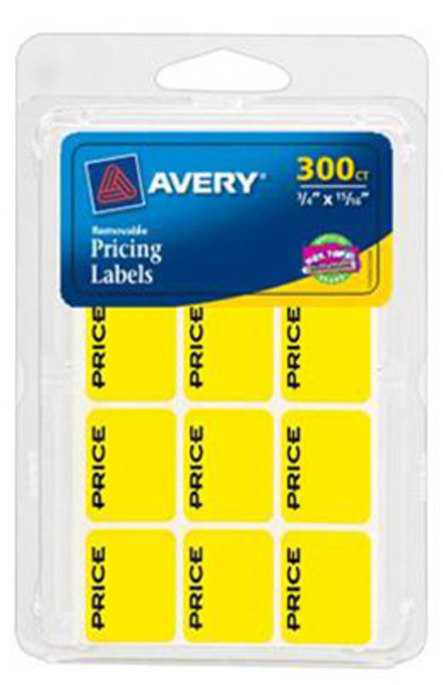 Avery Products 06752 300 Pack Rectangle Pricing Label, Neon Yellow