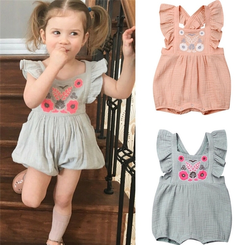 Cute Baby Girls Embroidered Romper Summer Cotton