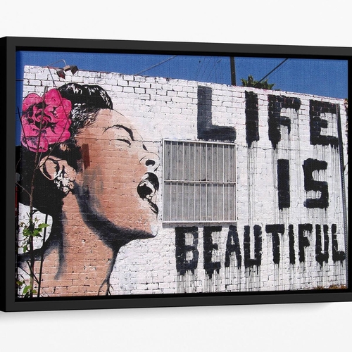 Banksy Life is Beautiful Floating Framed Canvas