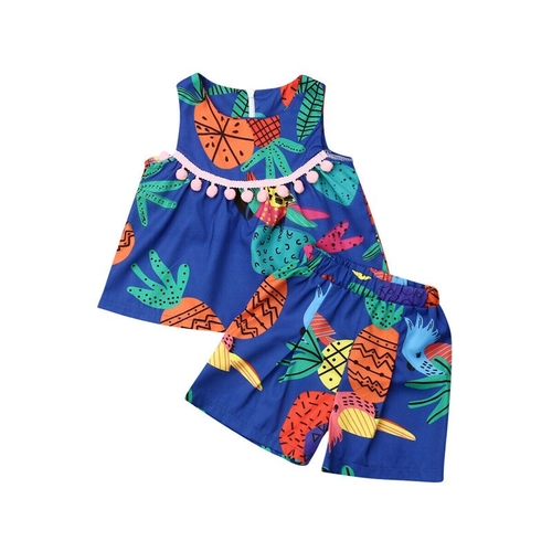 2PCS Baby Kids Girls Summer Outfits Toddler Top