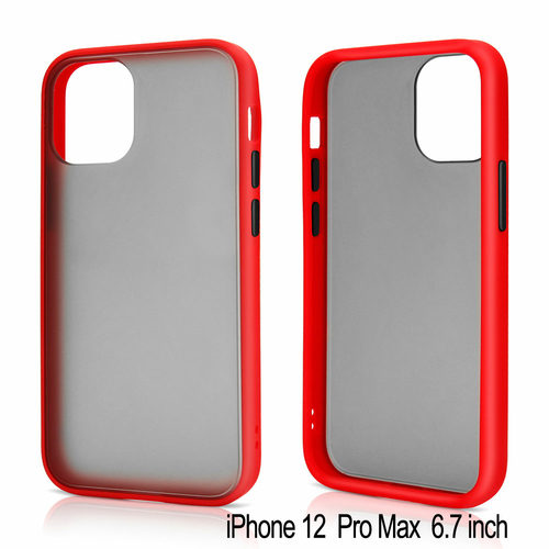 Slim Matte Hybrid Bumper Case for iPhone 12 Pro Max 6.7 inch (Red)
