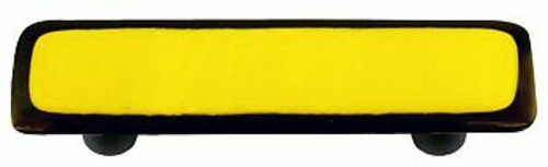 Hot Knobs HK5003-PB Black Border with Sunflower Yellow Rectangle Glass