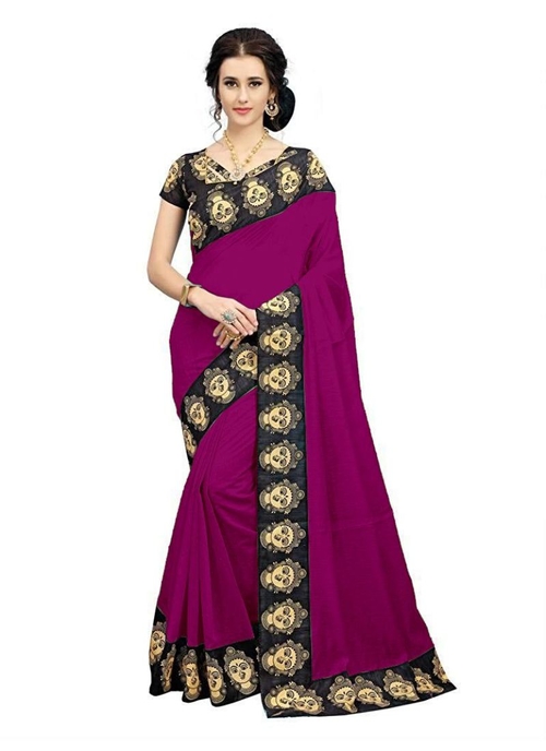 Generic Women's Chiffon Saree (Dark Pink, 5-6