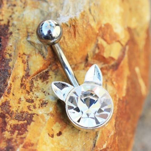 Crystal Cat Navel Ring