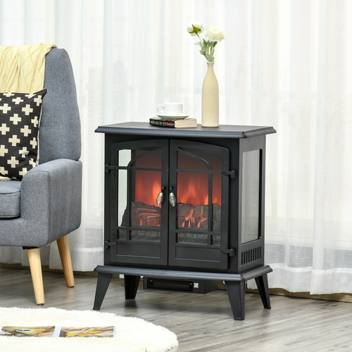 HOMCOM Electric Fireplace Stove, Freestanding Indoor Heater with