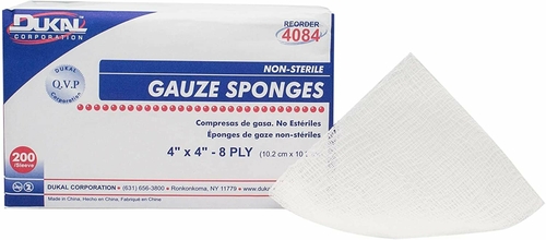 Gauze Sponges 4" x 4". Case of 4000 8-ply Gauze Dressings for Wound