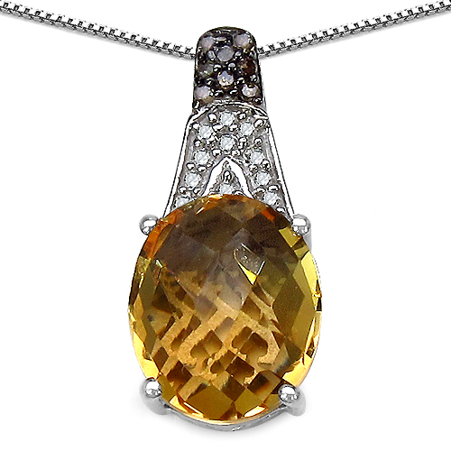 4.50 Carat Genuine Citrine, Champagne Diamond & White Diamond .925