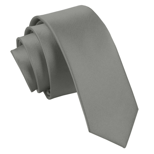 Plain Satin Skinny Tie - Platinum