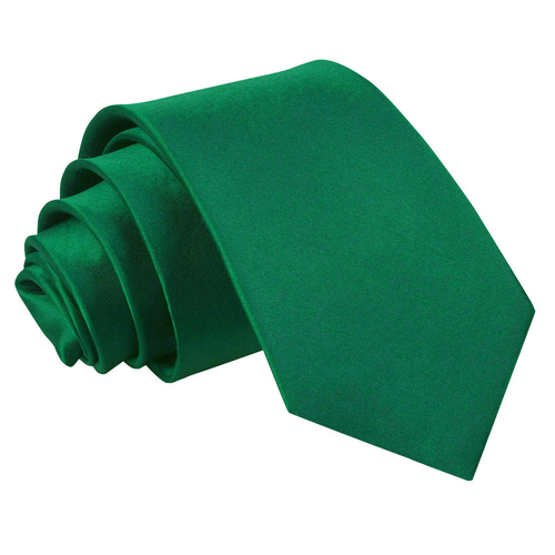 Plain Satin Classic Tie - Boys - Emerald Green