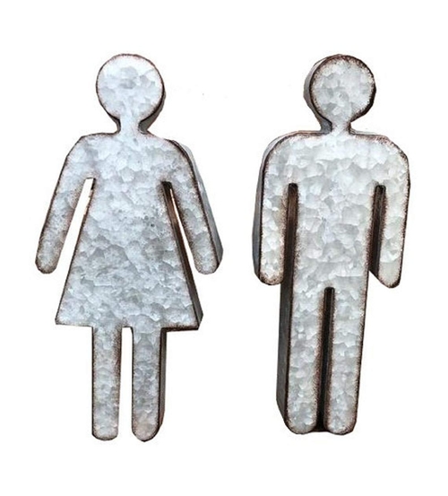 Galvanized Marquee His and Hers Symbols Restaurant Restroom Symbols