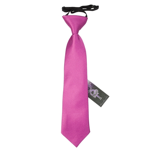 Plain Satin Elasticated Tie - Boys - Mulberry