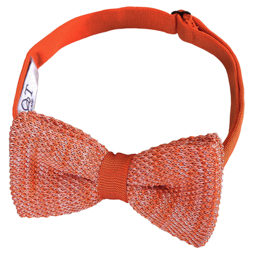 Melange Plain Speckled Knitted Pre-Tied Bow Tie - Orange