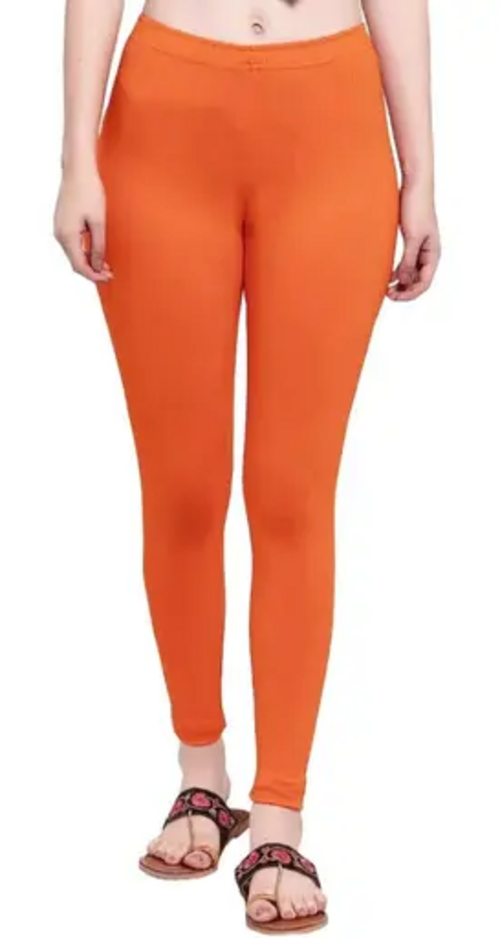 Ultra Soft Churidar Cotton Lycra Leggings for Women (Orange)