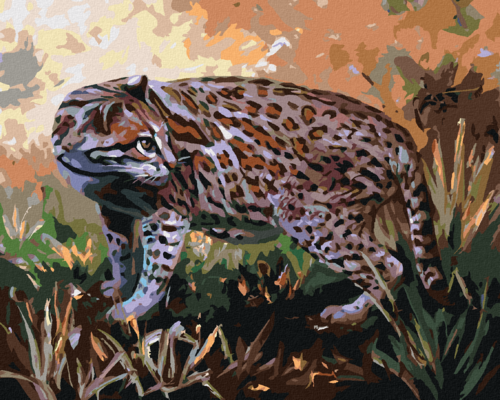 Zuty - Paint by Numbers - OCELOT IN THE GRASS (D. RUSTY RUST), 40x50