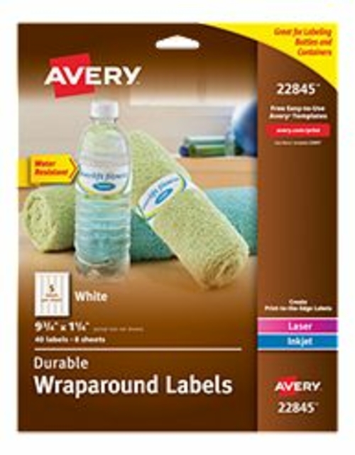 Avery-Dennison 22845 Durable Wraparound Printer Labels, White - 9.