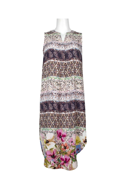 Cupio V-Neck Sleeveless Multi Print Viscose Dress