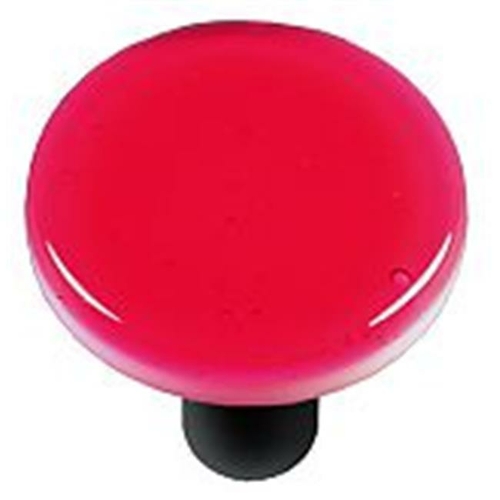 Hot Knobs HK1001-KRB Light Pink Round Glass Cabinet Knob - Black Post