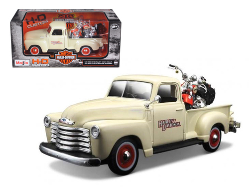 1950 Chevrolet 3100 Pickup Truck Cream \Harley Davidson\" 1/25 and