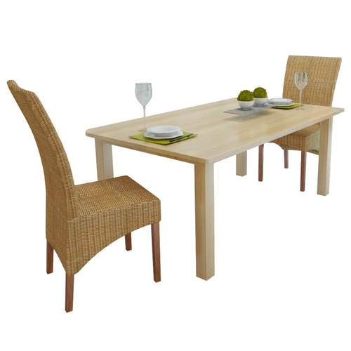 Dining Chairs 4 pcs Brown Natural Rattan