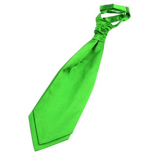 Plain Satin Pre-Tied Ruche Cravat - Apple Green