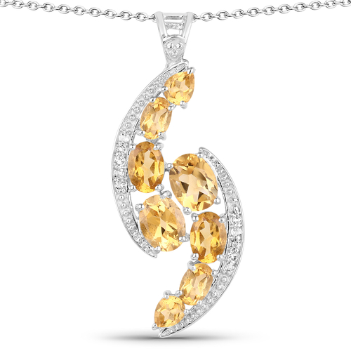 5.43 Carat Genuine Citrine and White Topaz .925 Sterling Silver