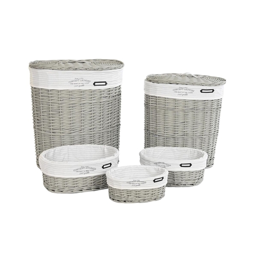 Set of Baskets DKD Home Decor White Grey wicker 51 x 37 x 56 cm 52 x