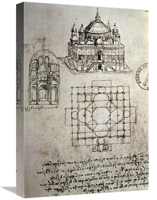 Global Gallery GCS-277252-22-142 22 in. Sketch of a Square Church with