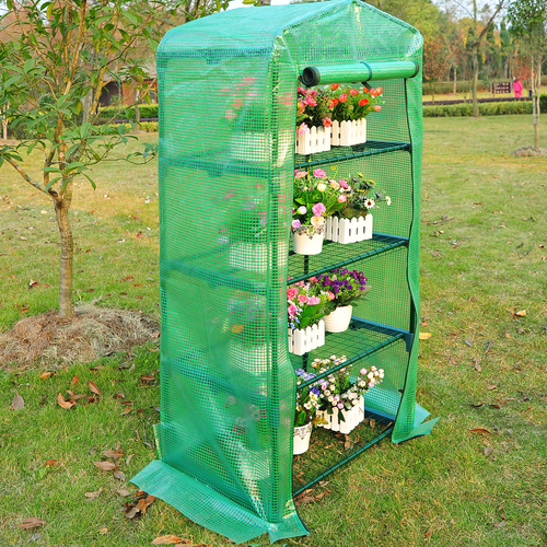 Outsunny Portable Greenhouse with 4 Tier Shelves Outdoor Plant Flower