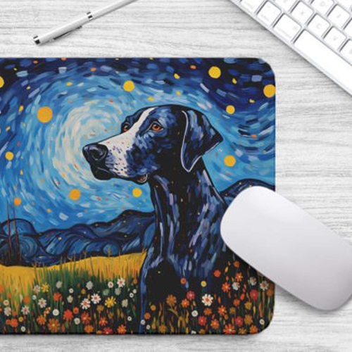 Main Starry Night Dog Great Dane Non-Slip Computer Mousepad image