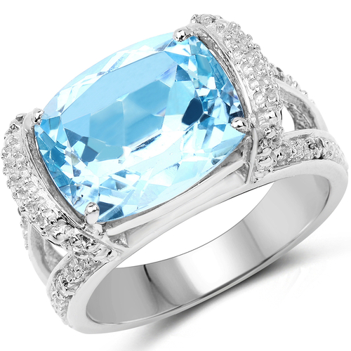 4.78 Carat Genuine Blue Topaz and White Topaz .925 Sterling Silver