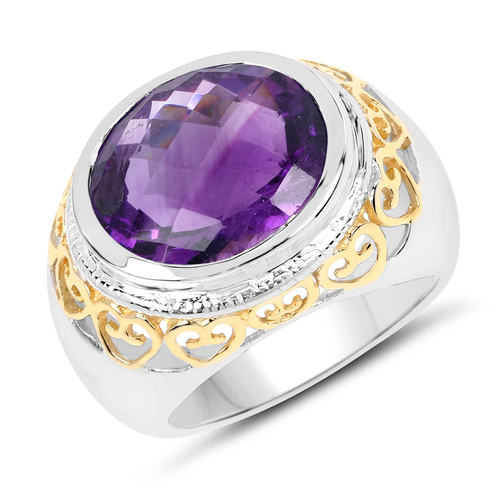 6.92 Carat Genuine Amethyst .925 Sterling Silver Ring