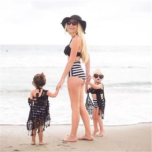 Mother Girls Matching Two piece Halter Swimsuit
