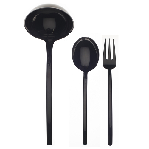 3 Pcs Serving Set (Fork Spoon and Ladle) DUE ORO NERO