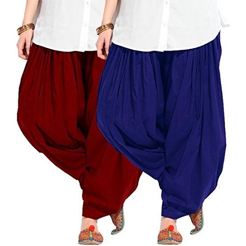 Women Blue Maroon Modern Lycra Patiyala salwar