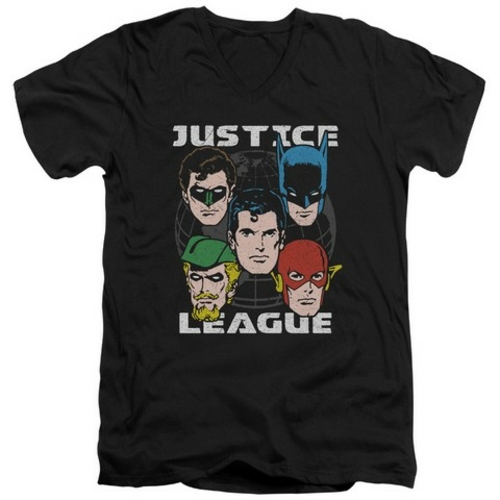 Trevco Jla-Head Of States Short Sleeve Adult V-Neck 30-1 Tee- Black - 